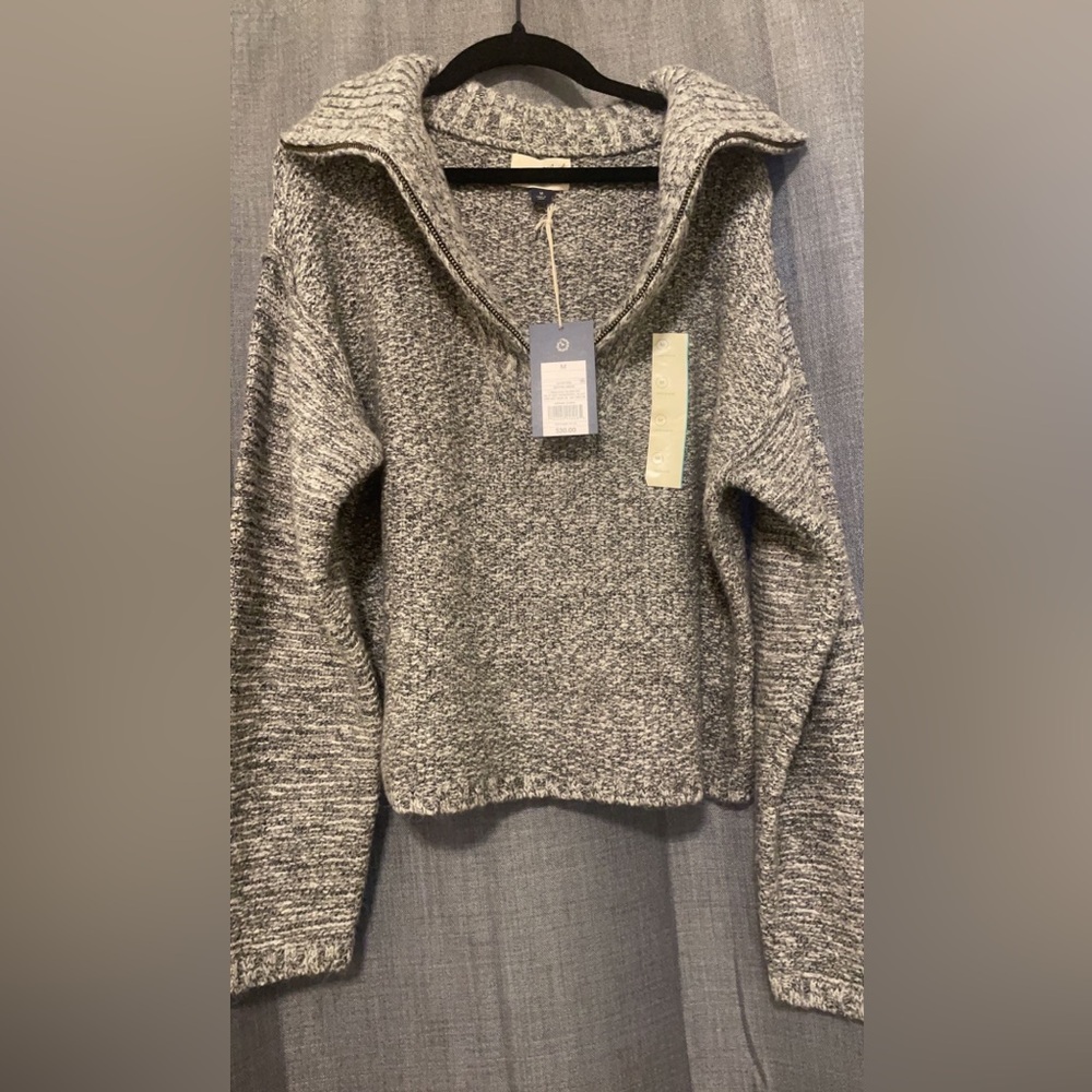Womens Mock Turtleneck Quarter Zip Sweater